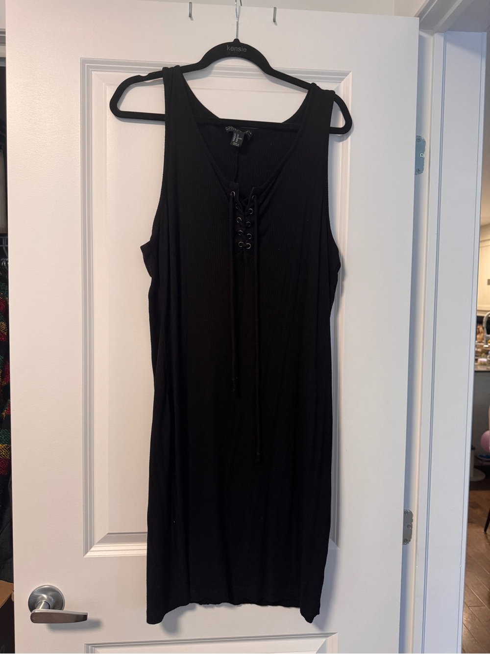 Black Lace-Up Tank Plus Size Dress